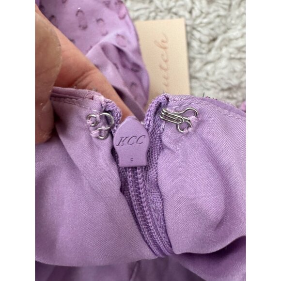 Anthropologie Hutch Ruched Wren off the shoulder Mini Dress lilac sz 6 - Picture 11 of 11